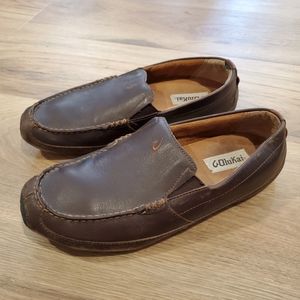OluKai Akepa Moc Men's Leather Moccasin Slip-On Loafer Shoes